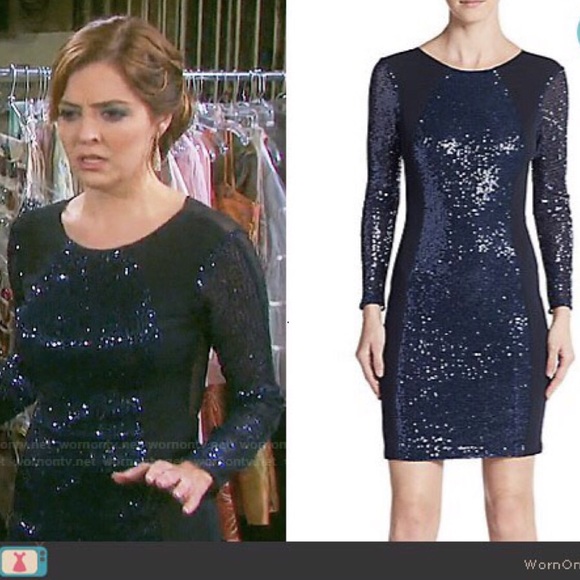 πHOST PICKπ Allen Schwartz Navy Sequin Dress - Picture 7 of 7